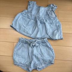 GAPデニム風フリルトップス＆ショートパンツセット12-18months
