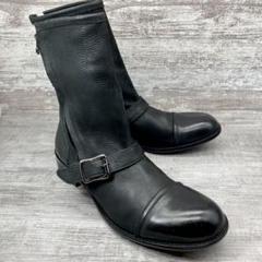 406【極美品】ARGIS レザーブーツ 黒 サイドジップ 41/約26cm)