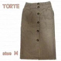 【大人気商品】TORTE　トルテ　チェック柄　ロングスカート　ブラウン