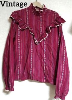 vintage フリル付き 長袖 ブラウス　スイス製のサムネイル