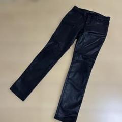 EMPORIO ARMANI ブラックレザー加工パンツ 10A