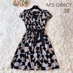 美品 M'S GRACY カメリア カシュクール ワンピース ベージュ 38