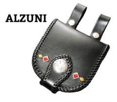 ALZUNI アルズニ メディスンバッグ ベルトポーチ コンチョ 天然石 黒革