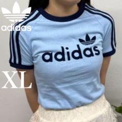 希少XL⭐️adidas リニアグラフィック カリTシャツ ブルー
