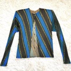 PLEATSPLEASE グリーン プリーツ 長袖 カーディガン 変形 プリーツプリーズ PLEATS PLEASE イッセイミヤケ ISSEY MIYAKE
