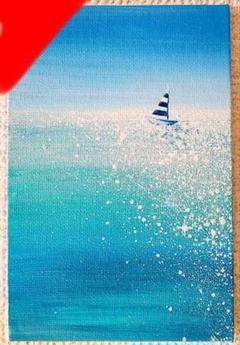 海　イラスト　海の絵　風景画　キャンバス　アート　アクリル画　絵画　インテリアのサムネイル