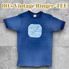 【80’sヴィンテージ】フェード　リンガーTシャツ　シングルステッチ
