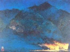 加藤 東一 、篝火、大判・豪華画版、版上落款入、新品額付 加藤 東一 、篝火、大判・豪華画版、版上落款入、新品額付