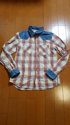 パープル&イエロー P&Y デニム チェック ピンク シャツのサムネイル