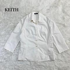 キース ノーカラージャケット ナチュラル カジュアル 日本製 フォーマル 上品