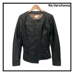 ヴェロフォンナ　ライダースジャケット　リアルレザー　アシンメトリー　羊革　豹柄