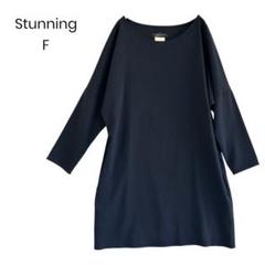 【Stunning】 長袖ひざ丈ワンピース ネイビー F a0500