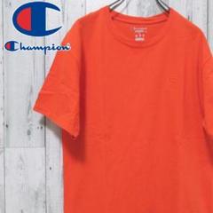 チャンピオン Tシャツ ワンポイントロゴ刺繍 M オレンジ