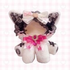 おすわりぬい服　新衣装　16cm ねこちゃん　バッグチャーム付き にじぱぺっと♡10cmサイズ ぬい服♡ブラック♡おすわりねこ