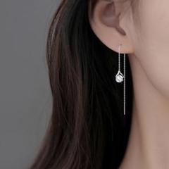 再入荷♡　ストーン　ピアス　シルバー　ロング　チェーン　レディース　フォーマル