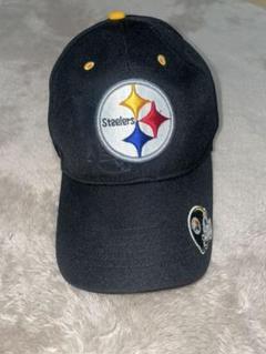 80-90s USA製 NFL ブラックレザーキャップ Steelers Pittsburgh Steelers Hat Triple Outline 80 Seasons Patch New