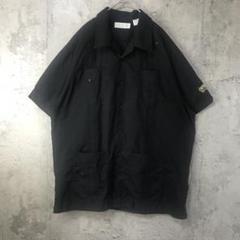 00s 刺繍デザイン　半袖開襟キューバシャツ　黒 L ボックスシルエット古着 90～00s】古着 キューバシャツ ブラック 刺繍 開襟 ボックス