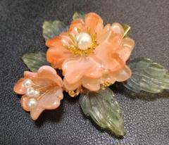 花モチーフヘアピン【新品】髪飾り パール付き　着物　ドレス　結婚式　パーティー
