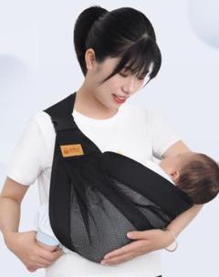 再入荷！抱っこ紐　ベビースリング　コンパクト　メッシュ　新生児　ブラック　春夏
