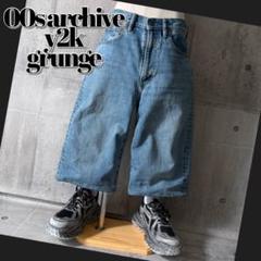 wideleg denim short pants y2k grunge