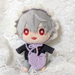 〈ホワイト×パープル〉ぬい服　ヘッドドレス　ポシェット　ハート　つけ襟