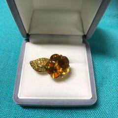 リング シトリン イエロー サファイア 18k ゴールド フラワー 大粒 豪華