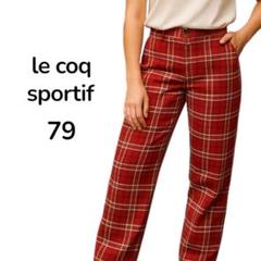 lecoqsportif ゴルフパンツ ユニセックス 79 レッド チェック柄