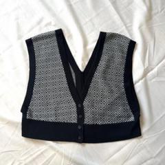 イング 美品 幾何学模様 Vネック ニットベストビスチェ 夏秋