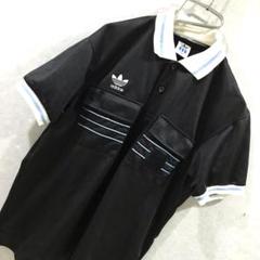 90s adidas 長袖ポロシャツ ゲームシャツ デサント社製 ビックシャツ 希少 デサント製 80s 90s old adidas アディダス ゲームシャツ