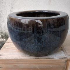 骨董 火鉢 藍色 陶器 水鉢 メダカ 睡蓮鉢 メダカ 金魚 鉢カバー