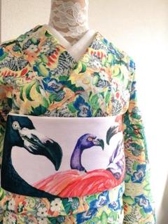 CHOKO×Rui Tiger Flamingo 半幅帯 浴衣や着物に 細帯