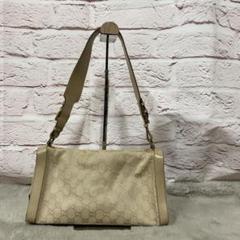 GUCCI GGキャンバス ショルダー バッグ レザー ベージュ 92706