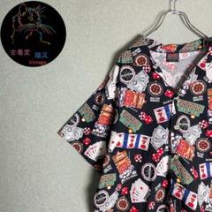 ✮半袖シャツ　オープンカラー　派手柄　カジノ　USA製　オーバーサイズ　2XL✮