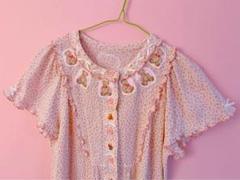 ハンドメイド　くまさん小花柄ビンテージワンピ　森ガールフェアリーコアナイルパーチ ハンドメイド くまさん小花柄ビンテージワンピ 森ガール