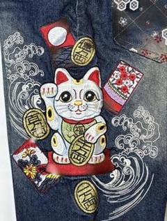 不倶戴天／デニムパンツ／和柄刺繍／サイズ32⇒L／希少着物美人／家紋／ストレート 2025年最新】不倶戴天 デニムの人気アイテム - メルカリ