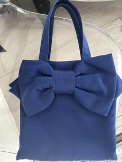 MUGUET ミュゲ ネイビー 水玉リボントートバッグ ドット