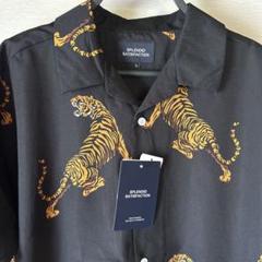 未使用 Karaku 虎 和柄 アロハシャツ L 美品 karaku 浮世絵風 虎柄アロハシャツ グリーングレー カラク