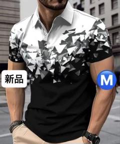 【新品/Mサイズ】ゴルフウェア 半袖 ポロシャツ メンズ カラーブロック
