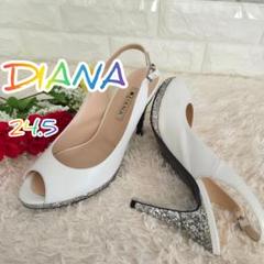 DIANA ホワイト オープントゥサンダル　グリッター 24.5