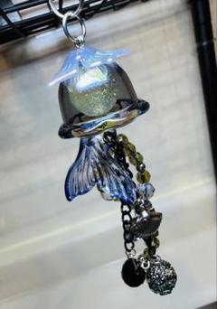 ダークブルー くらげ キーリング キーホルダー