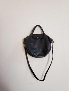 longchamp ロンシャン　革バック　希少品　中側　ホース柄　ブラック