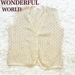 【極美品】ワンダフルワールド生成りニットベスト 【カネコイサオ】