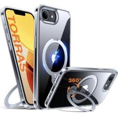 iPhone 16pro max用ケース 360° スタンドリング付き クリア