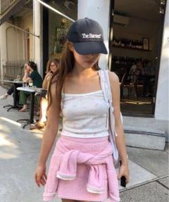 the barnnet Ribbon Strap Top バーネット キャミ The Barnnet] Navy Ribbon Strap Knit Top 正規品 韓国ブランド