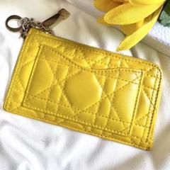 美品✨ディオール フラグメントケース カナージュ CDロゴ イエロー レザー