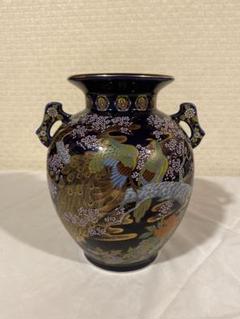 花瓶 孔雀　(明陶謹製) Yahoo!オークション - 明陶 花瓶 高さ約20cm 壺 壷 花器 孔雀