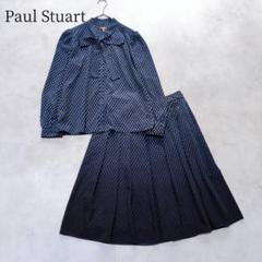 美品✨ポールスチュアート ボウタイ付きブラウスセットアップ 総柄 とろみ 上品