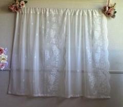 のれん　花模様 ホワイトレースカーテン　縦103cm×横134cm