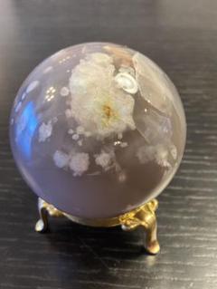 高品質　ブラック桜瑪瑙　夜桜瑪瑙　アゲート　スフィア　花 天然無着色]マダガスカル産チェリーブロッサムアゲートスフィア