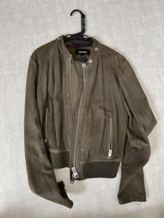 DIESEL レザー ジャケット Lサイズ オリーブグリーン ほぼ未使用 DIESEL ラムレザー ダブル ライダース レザー